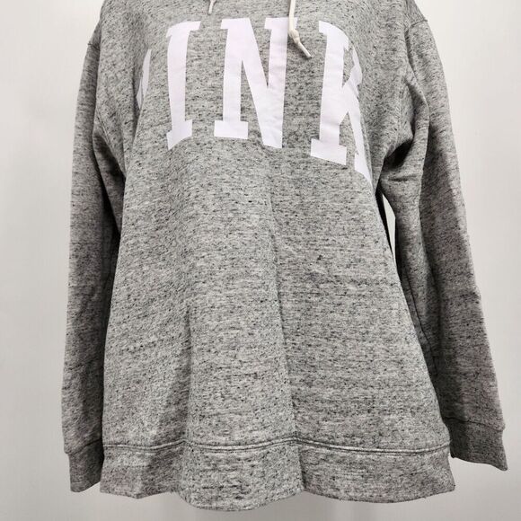 PINK VS Pullover Hoodie Women's Size Medium Gray Light Sweatshirt - Picture 3 of 13
